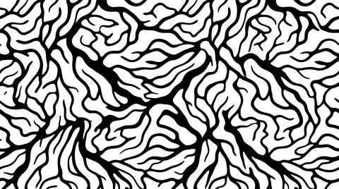 Thick black lines forming organic abstract pattern background. イラスト素材
