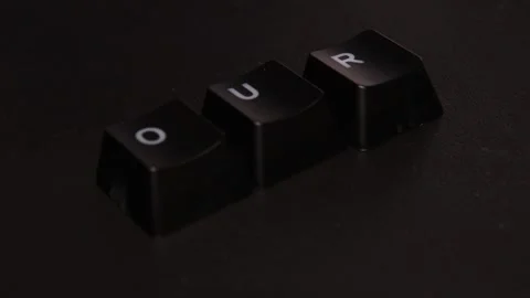 The thick black mechanical keyboard key black surface rotates 360 degrees Stock Footage 250981254