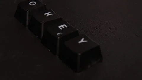 The thick black mechanical keyboard key black surface rotates 360 degrees Stock Footage 250981576