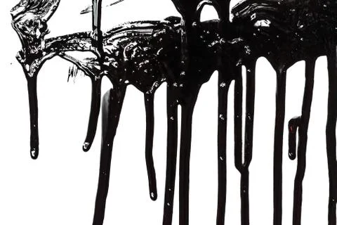 Thick black paint flows Foto stock