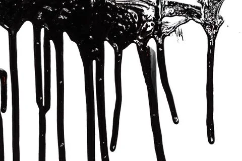 Thick black paint flows Foto stock
