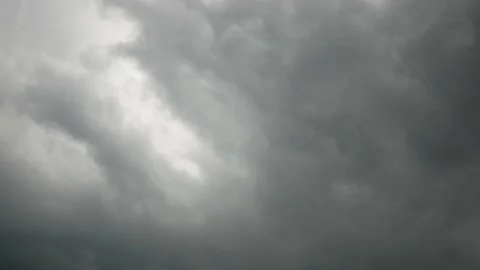 Thick black rain clouds in the sky. Precipitation over the city. Stock Footage 134553761