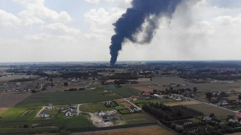 Thick Black Smoke Rising From Forest Stock Footage 93448271