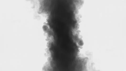 Thick black smoke on white background Stock Footage 192379349