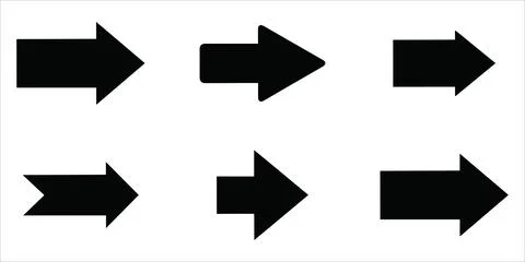 Thick Block Arrow Silhouette Set Ilustración de archivo