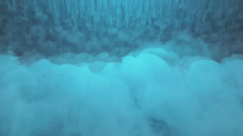 Thick blue smoke with red lighting creeps over the surface. bottom view Stock Footage 276317989