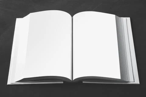 Thick book opened in the middle page with blank page Stock Photos