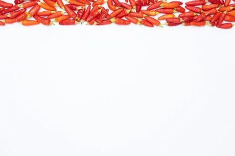 Thick border with red chlii peppers. Space for text Stock Photos