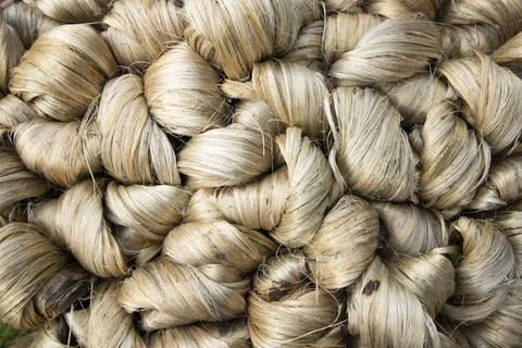 Thick brown bundle of raw jute fiber Texture Background Stock Photos