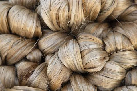 Thick brown bundle of raw jute fiber Texture Background Stock-Fotos