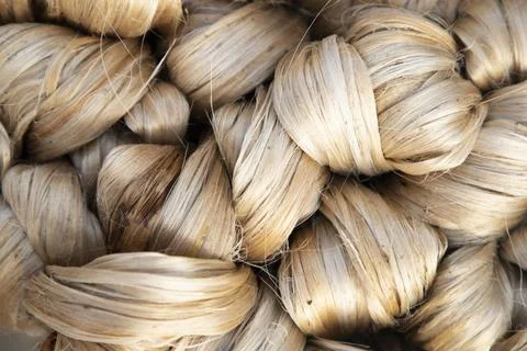 Thick brown bundle of raw jute fiber Texture Background Foto stock