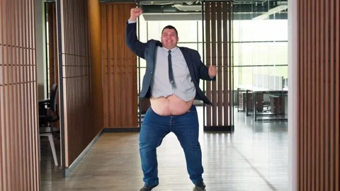 Thick Businessman Jumping Stock Footage 273561336