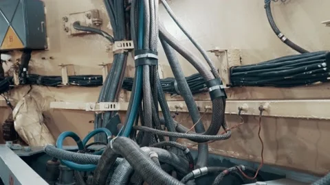 Thick cables over control panel. Stock Footage 195002167