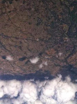 Thick clouds above during flight Stock Photos