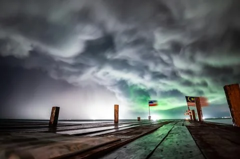 Thick clouds at night before the storm Stock Photos
