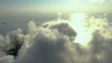 Thick clouds of smoke swirling in the sky. Stock Footage 172094324