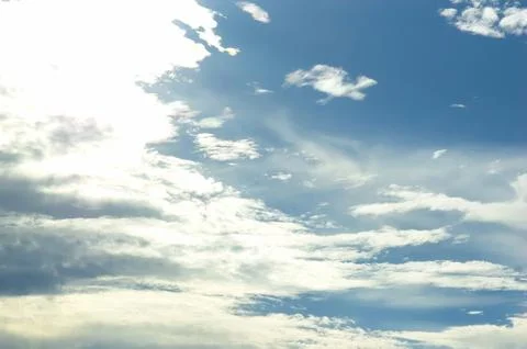 Thick clouds in summer blue sky. Cloudy bright beauty in the sun, bright an.. Stock Photos