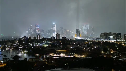 Thick clouds time lapse Sydney night scene 4K Stock Footage 246655337