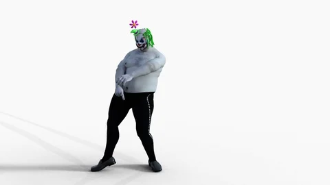 Thick clown dances, Animation, Alpha Channel ,isolated Stock Footage