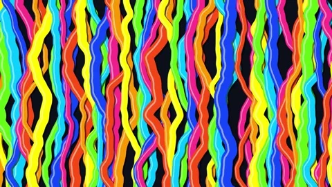 Thick Colorful Wavy Lines With Shadows Abstract Background 1080p Stock Footage 336215936