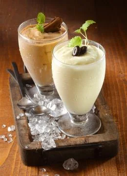 Thick creamy milkshake dessert Stock Photos