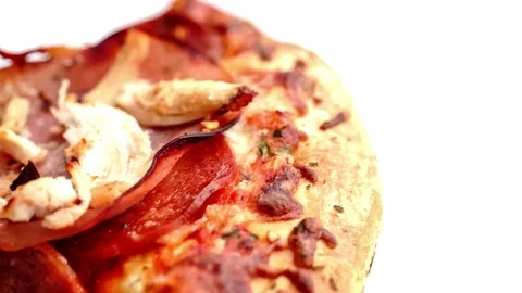 Thick crust pepperoni pizza Stock Footage 76082505