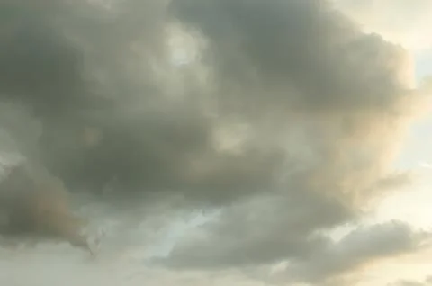 Thick dark clouds moved quickly ahead of heavy rain. Copy space Foto stock