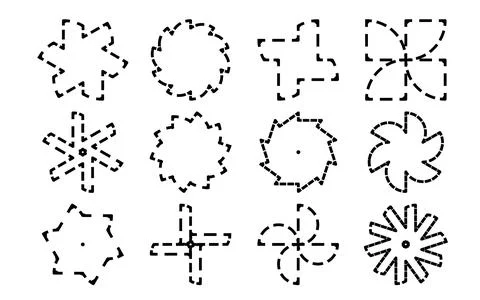 Thick dashed geometric shapes, bold broken line icons, abstract minimalist .. イラスト素材
