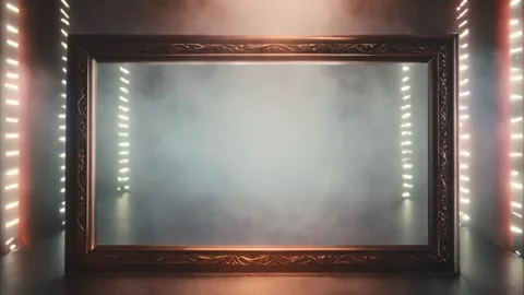 Thick decorated horizontal rectangular frame around LED lights with light s.. Vídeos de archivo 273954644