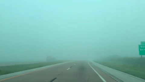 Thick Dense Fog - Interstate - Walcott, IA - July 14, 2025 Stock Footage 313389607