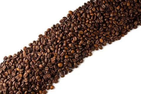 Thick Diagonal Line of Coffee Beans for Modern Graphic Design Stock Photos
