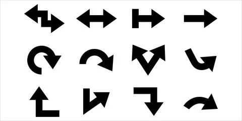 Thick Double Line and Contour Arrow Outlines 스톡 일러스트