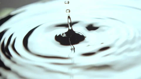 Thick droplets make waves and create rings on water Stock Footage 229842751