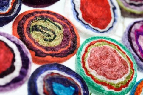 Thick felt brooches Stock Photos