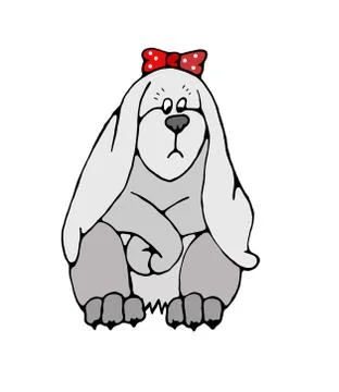 Thick fold cute rabbit is sad 2D illustration isolated on white background. Stock Illustration