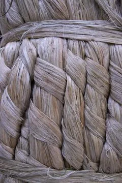 Thick Golden bundle of raw jute fiber Pattern Texture Stock Photos