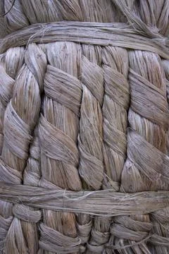 Thick Golden bundle of raw jute fiber Pattern Texture Stock Photos