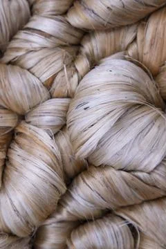 Thick Golden bundle of raw jute fiber Pattern Texture Stock Photos