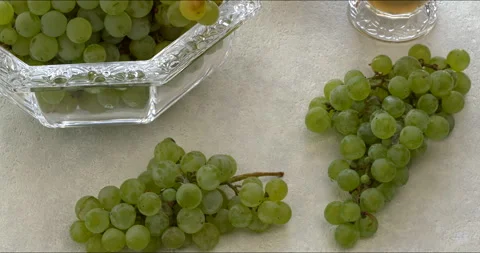 Thick grape drink and bunches of grapes. Stock Footage 284091818