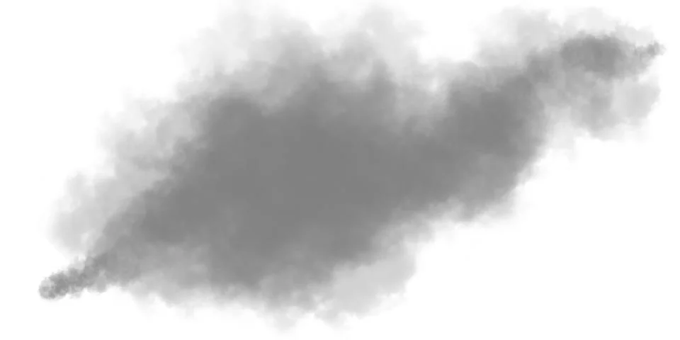 Thick gray smoke cloud isolated on white background Stock Illustration