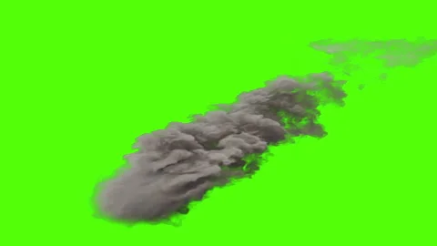 Thick grey smoke billowing on green screen background Stock Footage 345865181