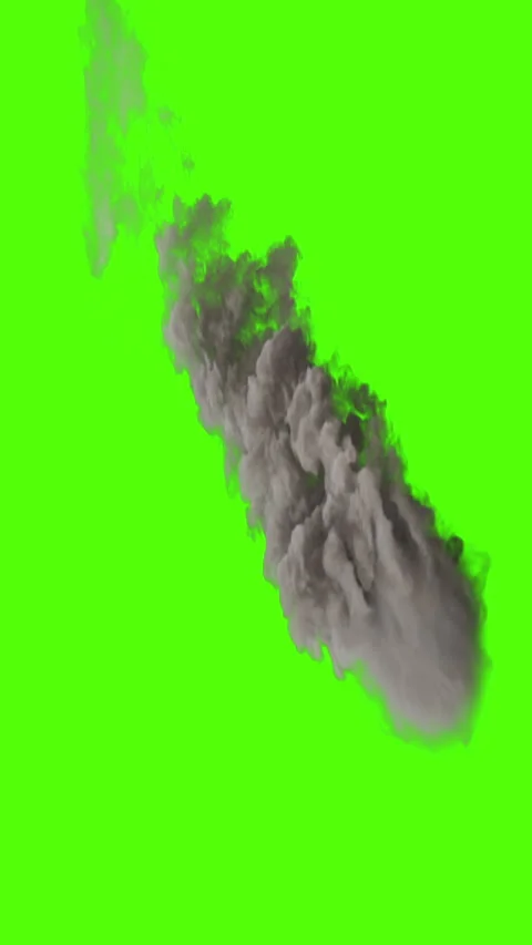 Thick grey smoke billowing on green screen background Stock Footage 345865183