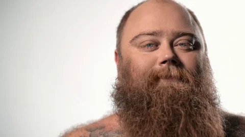 Thick guy with bearded expressing various emotions Stock Footage 81521915
