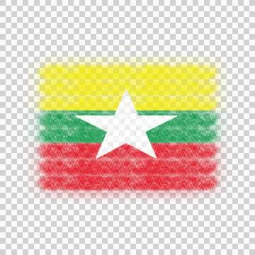 Thick Horizontal Chalk Stroke Myanmar Flag Element Stock Photos