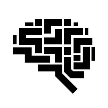 The thick lines form the human brain, representing technology and science Stock Illustration