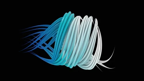Thick lines move in a spiral pattern on a black background. abstract animation. Video stock 226419416