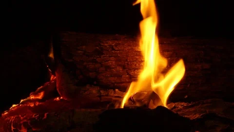 Thick Log Burning Side View Stock Footage 106677117