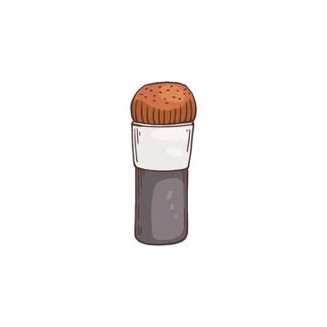 Thick makeup brush for face powder or blush cartoon vector illustration isolated Illustrazione stock
