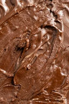 Thick melted chocolate spread surface abstract macro background Stock Photos