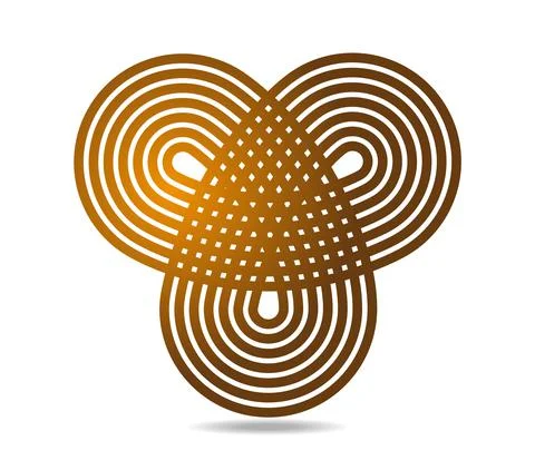 Thick mobius loop like logo made of seven golden lines Stock Illustration